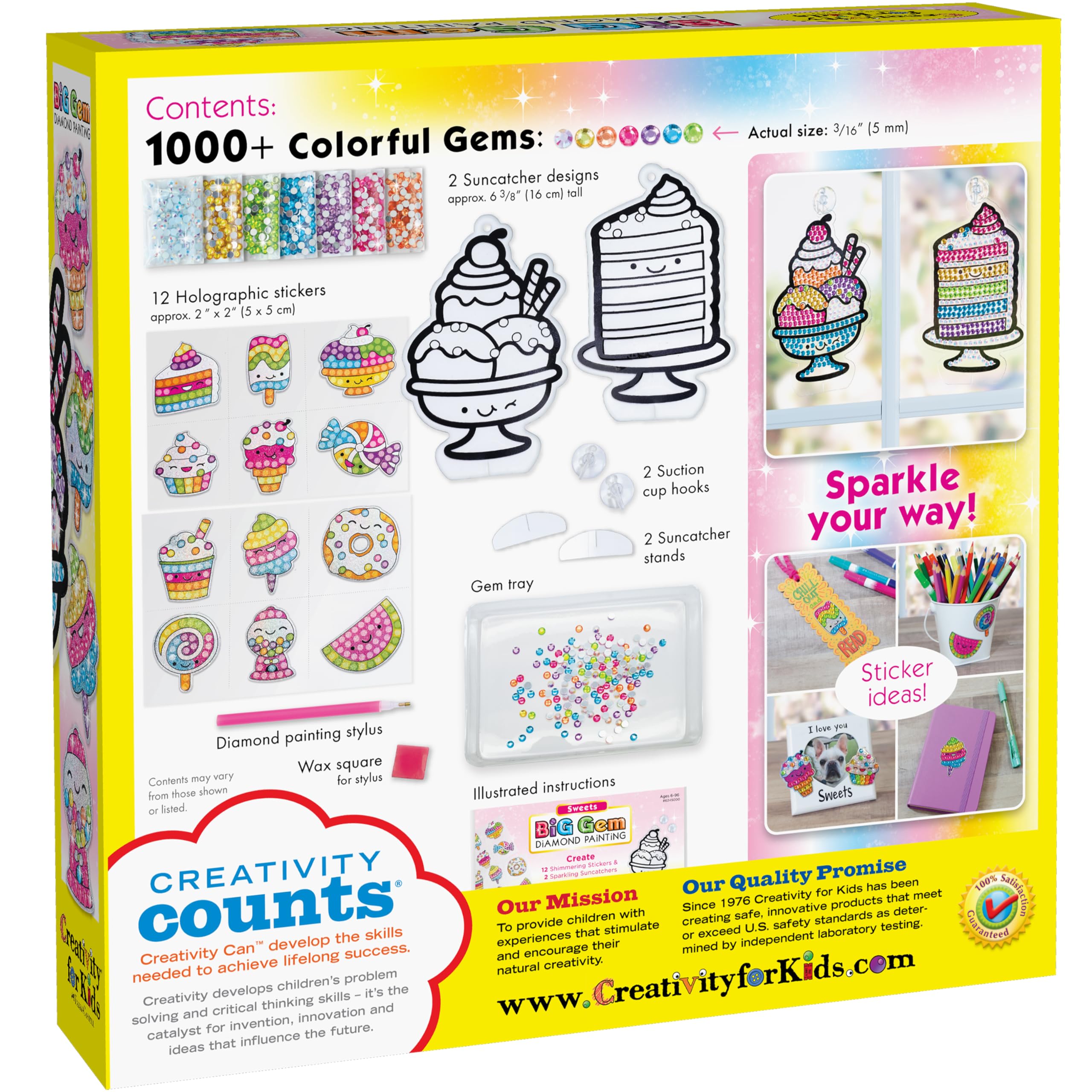 Creativity for Kids Big Gem Diamond Painting Kit: Sweets Stickers and Suncatchers - Diamond Art for Kids, DIY Stickers and Suncatcher Kit for Girls (Ages 6+)