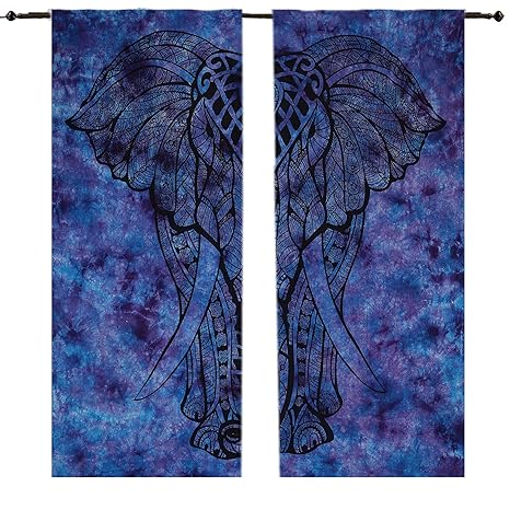Amazon Com Indian Tie Dye Elephant Tapestry Boho Curtains Window