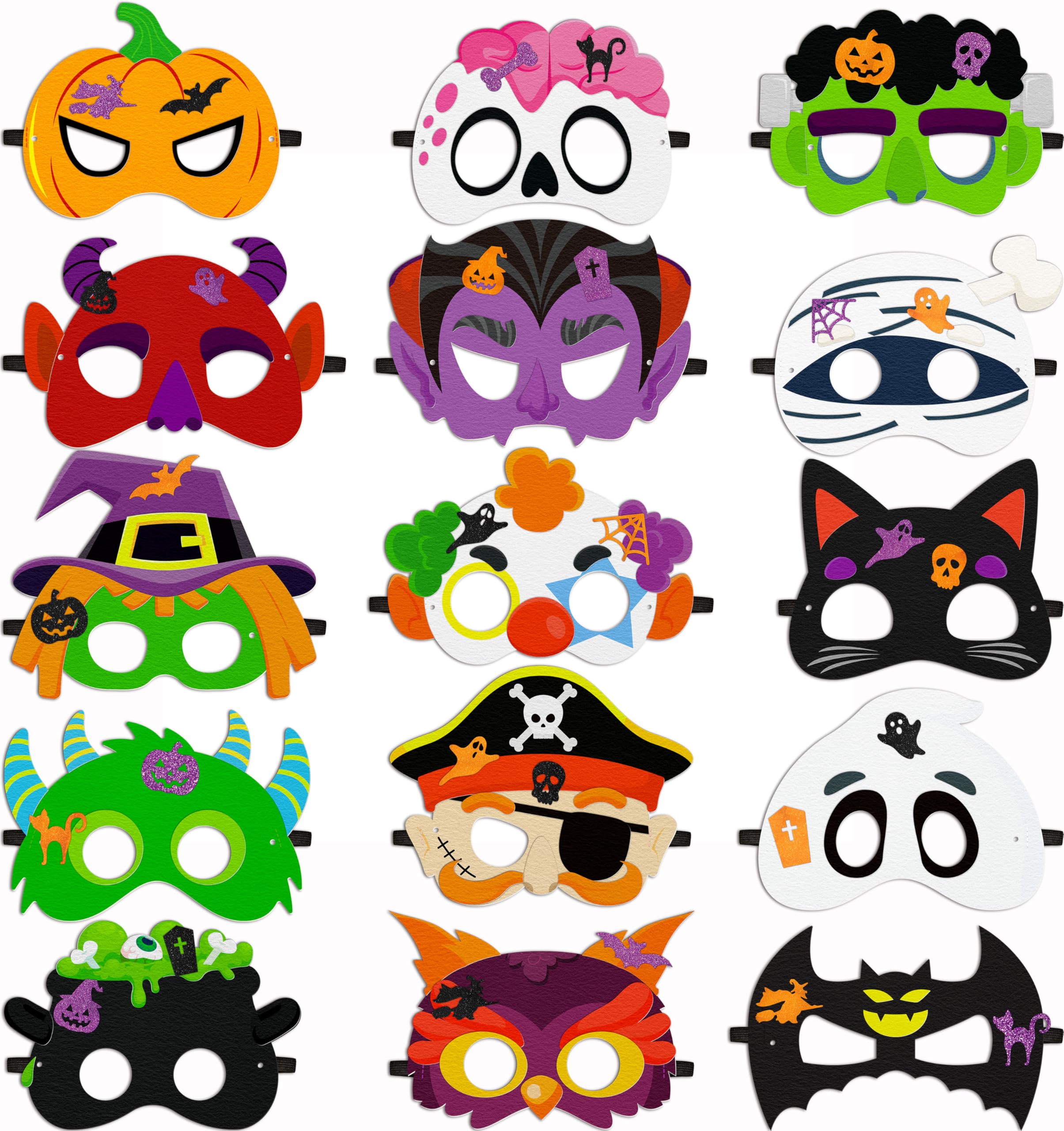 Photo 1 of 80UncleKimby 30PCS Halloween Crafts in Bulk - Felt Face Masks DIY Arts Kit, Hallowmas Party Favors Classroom Activities Supplies