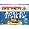 Bumble Bee Canned Hardwood Smoked Oysters, 3.75 oz Can - Ready to Eat - 18g Protein per Serving - Gluten Free