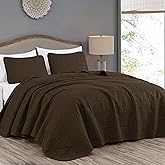Chezmoi Collection Austin 3-Piece Oversized Bedspread Coverlet Set (King, Chocolate)