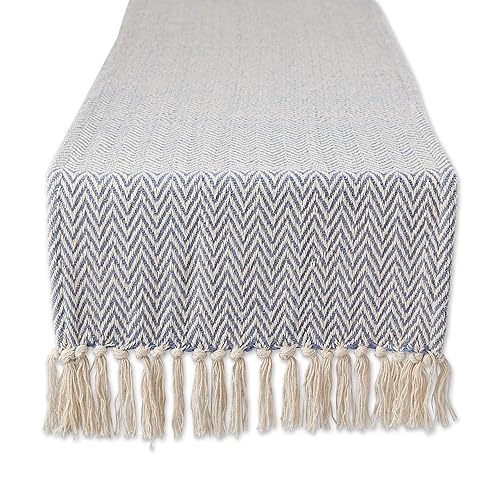 DII Woven Basic Tabletop Collection, Chevron Table Runner, 15x72, Stone Blue
