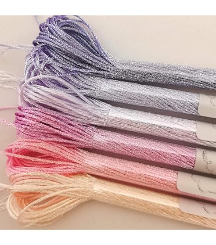 Variegated Cotton Embroidery Floss Set - 9 Skeins + 1 Metallic Thread, 8 Meters Each