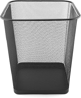 D.RECT Papierkorb aus Drahtgeflecht | Abfalleimer | Drahteimer | Büro Mülleimer | Papiereimer, Büroeimer Mesh eckig 18L schwarz