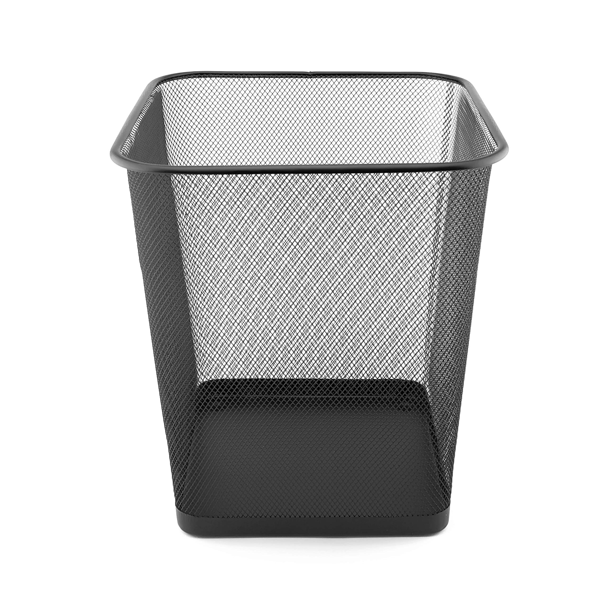 D.RECT Metal Mesh Waste Bin 18L – Black Rubbish Bin for Office, Bedroom & Home – Durable Steel Frame, Breathable Mesh, Leak-Proof Bottom – Ideal for Paper, Plastic & General Waste