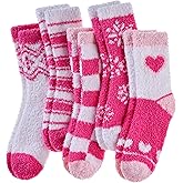 Yebing Fuzzy Socks for Women Fluffy Slipper Winter Warm Cozy Plush Sleep Heart Gift Socks