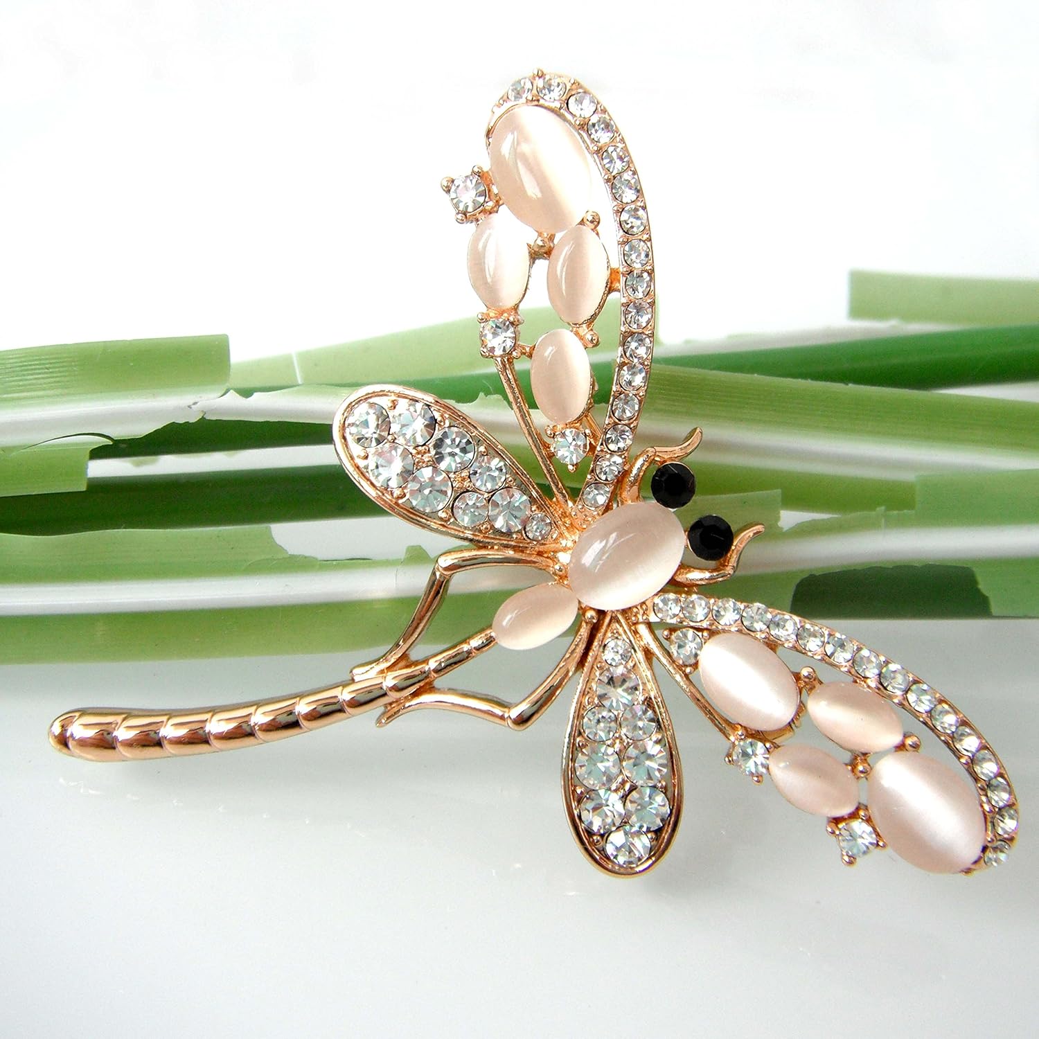 Navachi 18k Gold Plated White Opal Crystal Dragonfly Az7906b Brooch pins - Image 5