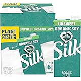 Silk Shelf-Stable Organic Soy Milk, Unsweetened, Dairy-Free, Vegan, Non-GMO Project Verified,32 Fl Oz(Pack of 6)