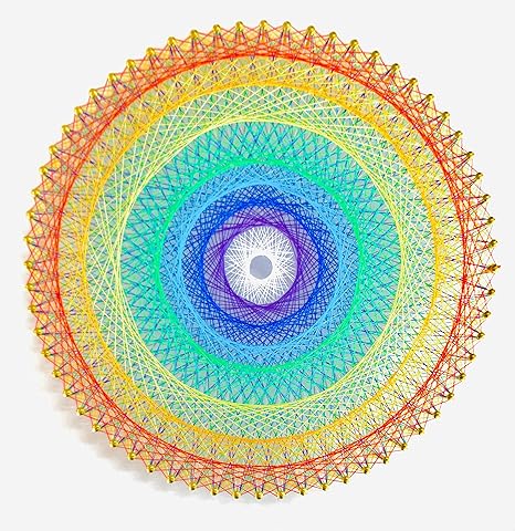 Amazon 糸かけ曼荼羅の制作キット レインボー曼荼羅 ６４ピン釘打ち板 １８色糸セット 作り方マニュアル付き 糸かけアート 手芸キット 材料セット 簡単 初心者用 手芸キット 通販