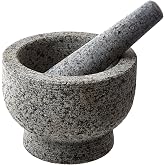 Kota Japan 6 in Heavy Granite Mortar and Pestle Set, 2 Cup, Molcajete | Great for grinding spices, seasonings, pastes, pestos, and guacamole. Heavy stone stays put while grinding.