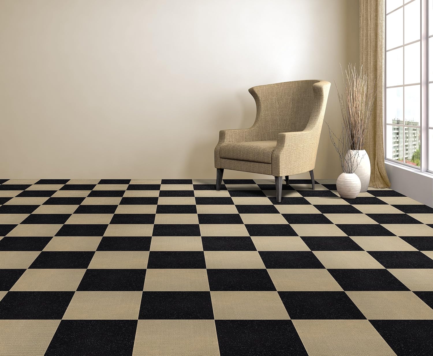 Achim Home Furnishings NXCRPTJT12 Nexus Jet 12 inch x 12 inch Self Adhesive Carpet Floor Tile, 12 Tiles/12 Sq Count: Home Improvement