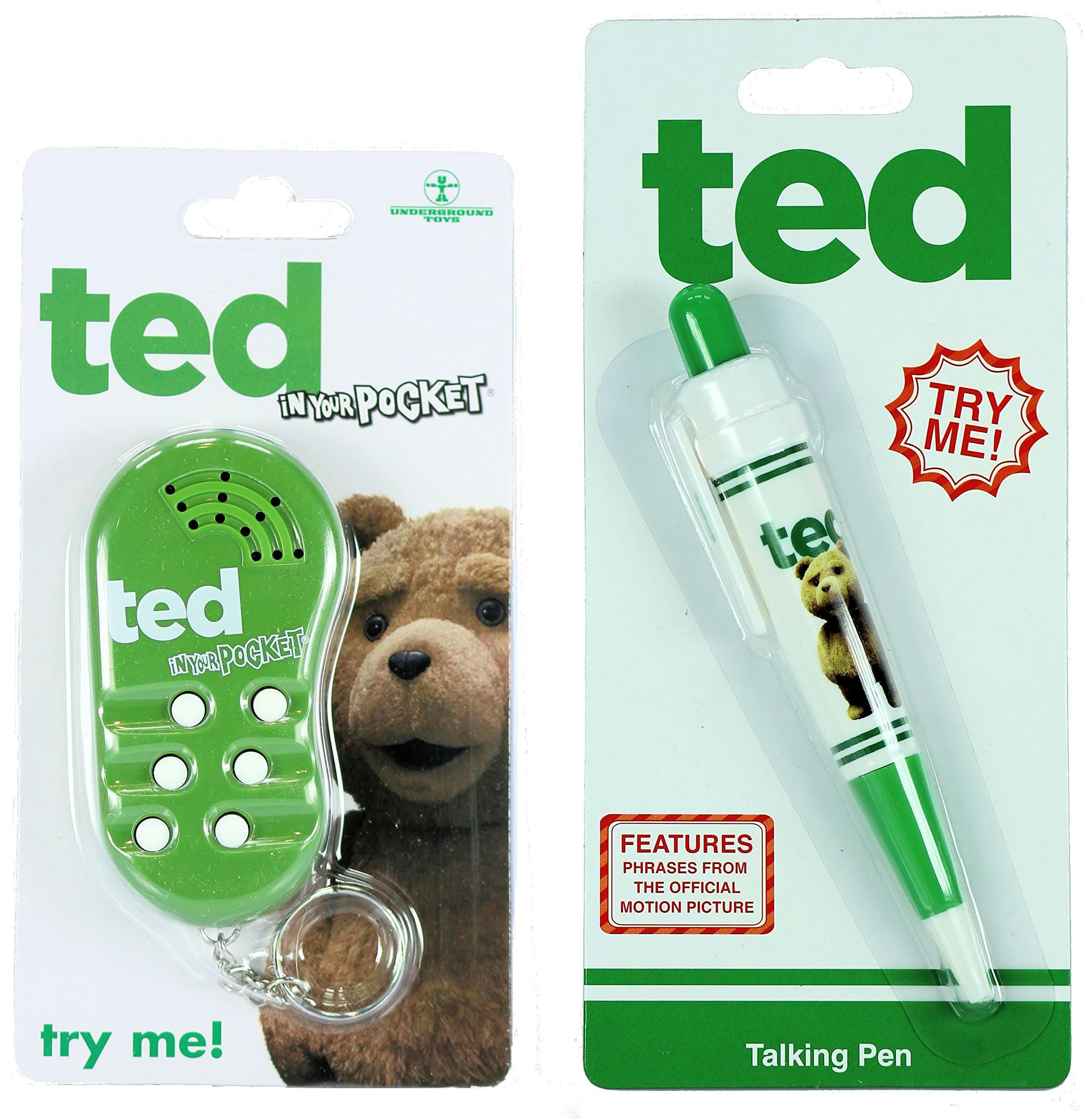 Ted The Movie - Ted in your Pocket sounds keyring & Ted Talking Pen - Twin Pack