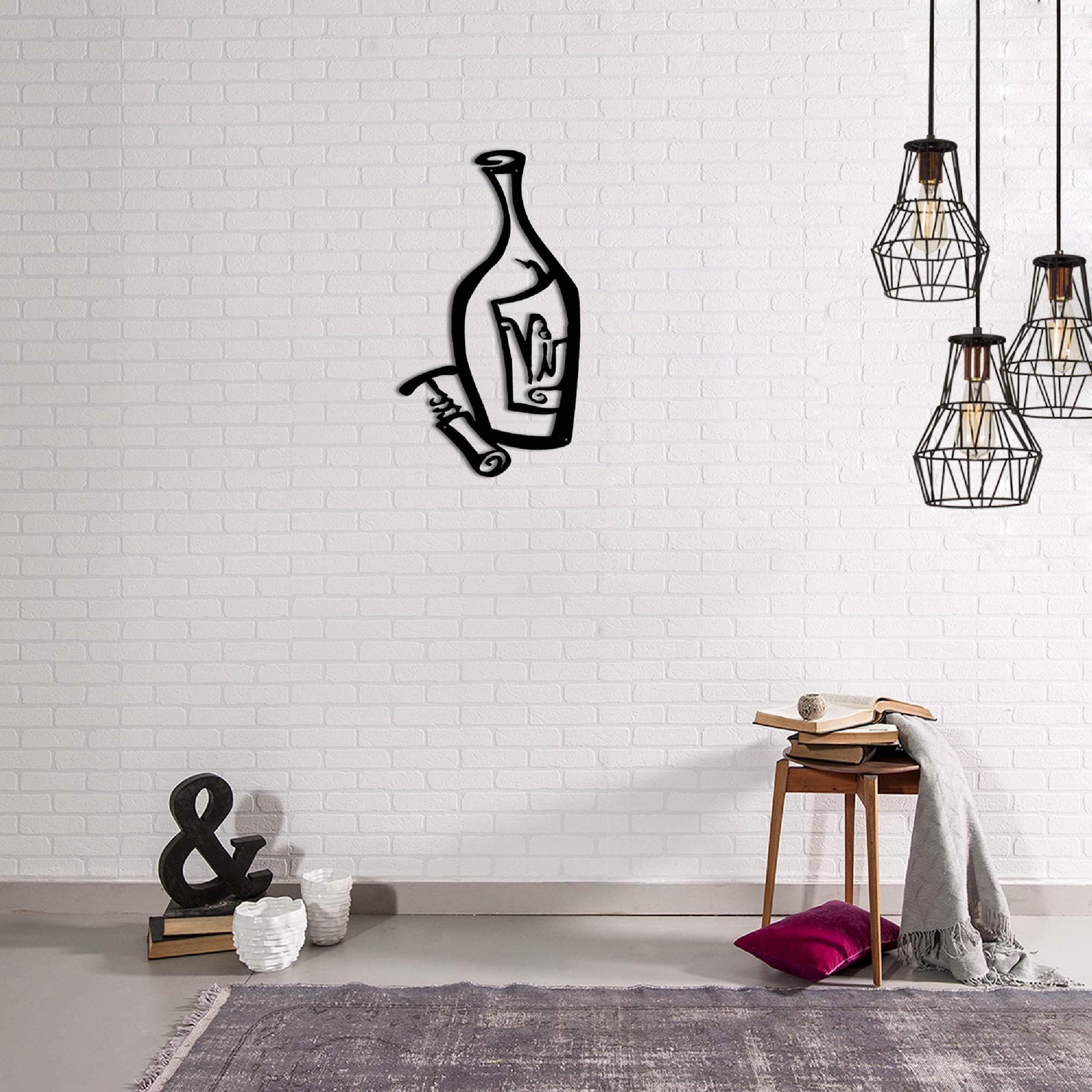 Homemania Wall Decoration, Steel, Black, 25 x 0.15 x 45 cm