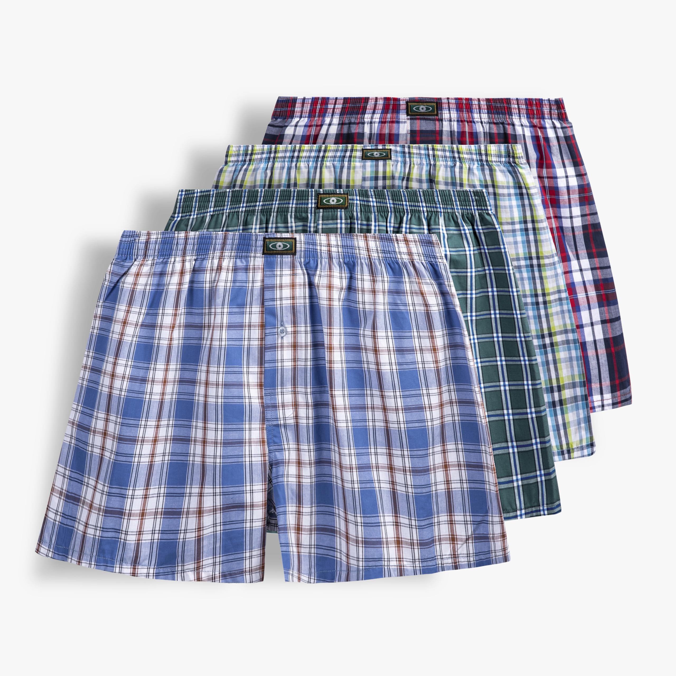 HAOSHIHE Mens Woven Boxer Shorts 100% Cotton with Covered Waistband ...