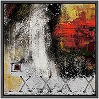 SIGNWIN Framed Canvas Wall Art White, Black, Yellow and Red Paint and X Wash Over Metal Abstract Texture Mixed Media Modern Art Industrial Dramatic for Living Room, Bedroom, Office - 16