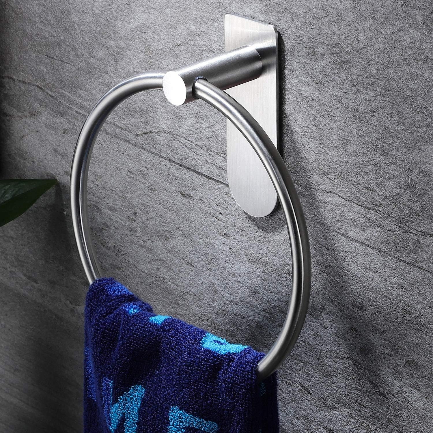 Taozun Towel Ring/Hand Towel Bar - Self Adhesive Towel Holder Black Stainless Steel Round Towel Hanger for Bathroom: Home & Kitchen