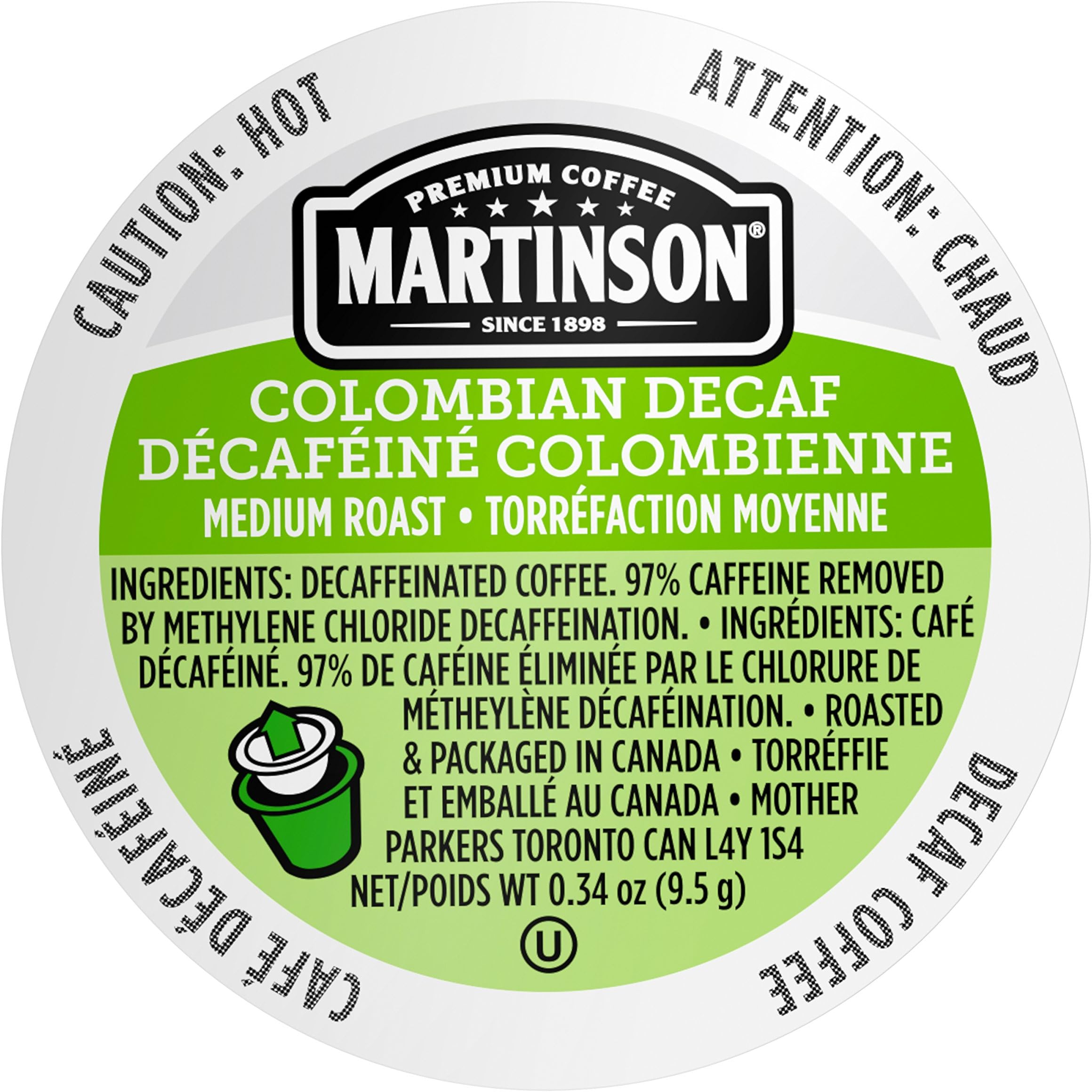 MartinsonColombian Decaf, Medium Roast Coffee, Keurig K-Cup Brewer Compatible Pods, 24 Count (Pack of 1)