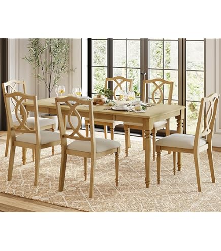 Amazon.com - 9 Piece Vintage Dining Room Table Set, Wood 82.7inch