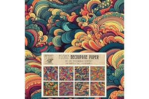 FLONZ Decoupage Paper Pack (24 Sheets 6"x6") Psychedelic Vortex # Vintage Styled Pattern Paper for Decoupage, Craft and Scrapbooking