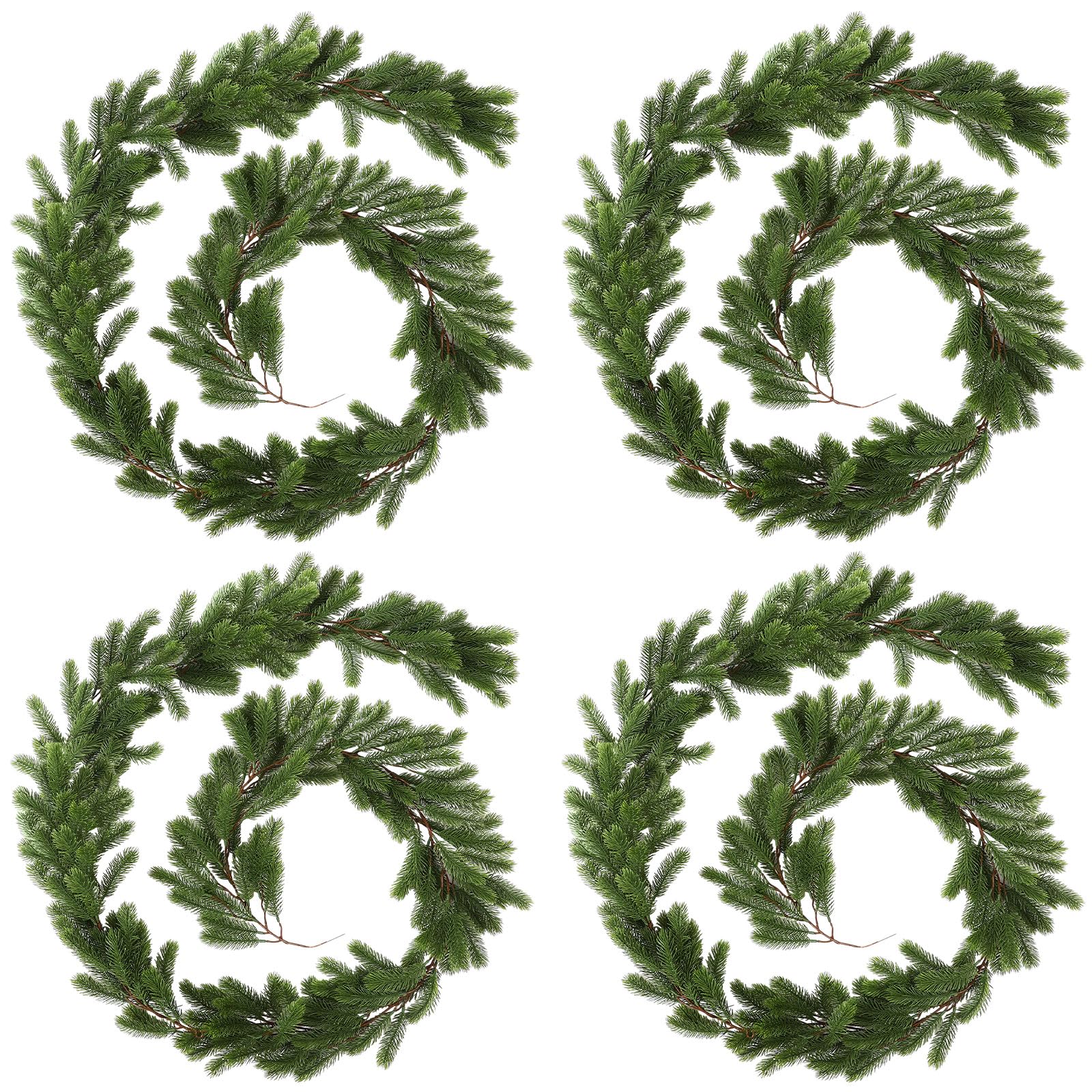 Photo 1 of ***MAY BE MISSING GREENERY TINSELS*** Lyrow Christmas Pine Greenery Garlands Artificial Winter Faux Holiday Season Outdoor Garland for Xmas Home Decorations(4 Pcs,9 ft)
