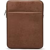 Kinmac 360° Protective Vertical Laptop Sleeve Case Cover Bag (Coffee PU, 13.5 inch-14 inch)