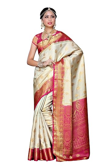 Women's Kanchipuram Art Silk Saree With Running Blouse (225-HWT-RNI_Off White)