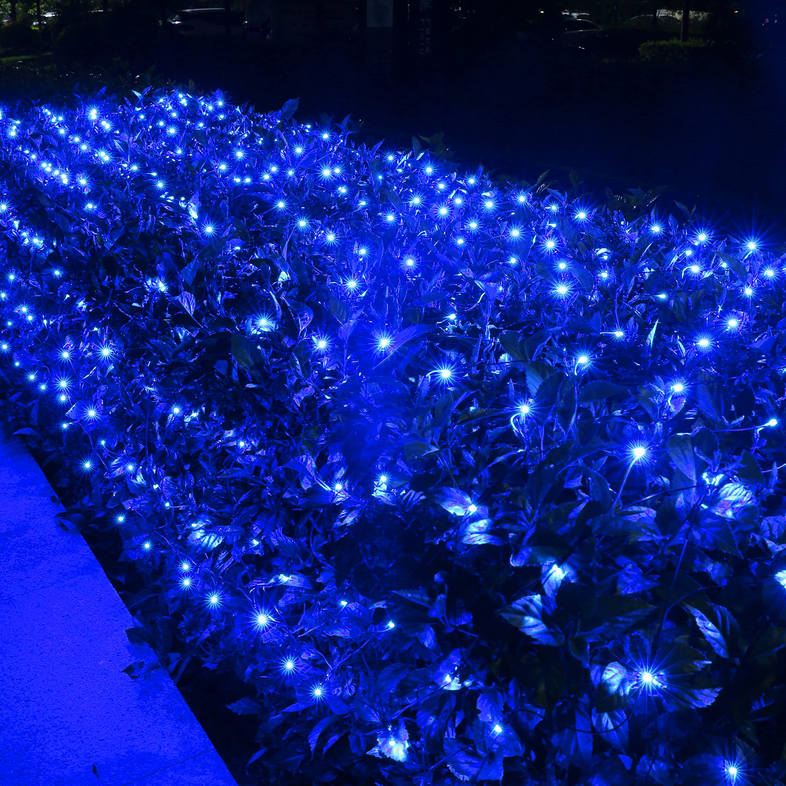 Photo 1 of 12ft x 5ft 360 LED Christmas Net Lights, 8 Modes Waterproof With Timer Low Voltage Connectable Mesh Lights for Trees, Bushes, Shurb, Garden, Outdoor Decoration(1 Pack, Green Wire, Blue)
