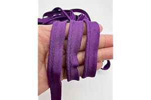 PEPPERLONELY 5 Yards 12mm (1/2 Inch) Cotton Bias Piping Type, Bias Type with Cord, Piping Trim with Cord, Lip Cord Trim for Sewing Clothing Upholstery Trimming - Purple
