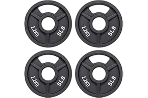 Fitvids 2-Inch Olympic and 1-Inch Standard Cast Iron Weight Plate for Strength Training & Weightlifting, Multiple Weights Available