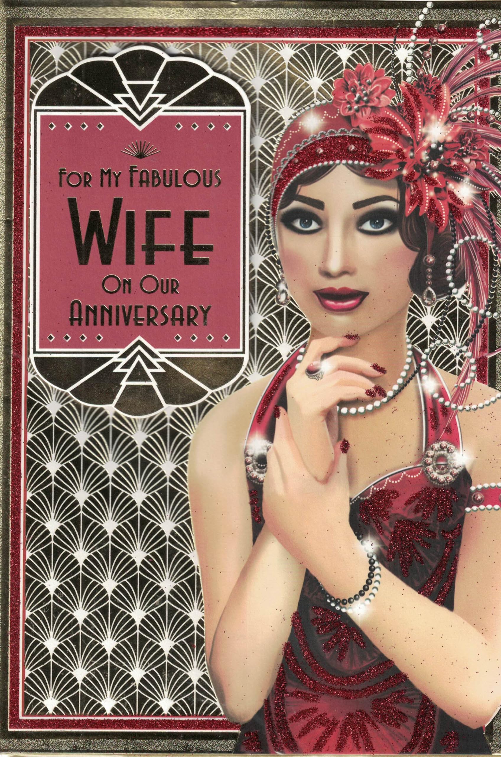 “Anniversary Card for Wife – Luxury Art Deco Design, Romantic Greeting Card for Wedding Anniversary, Elegant Celebration Card for Wife, Spouse, Partner”