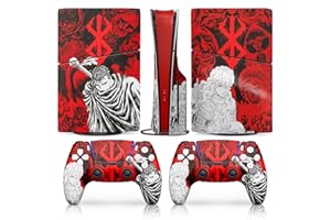 VIKROM PS5 Slim Skin Anime Compatible with PS5 Console Slim Disc Edition, Controller Skin Set – Dark Warrior Anime Art | Matte Finish, Scratch-Resistant, Protects from Dust | Precise Fit, Fade-Proof HD Print
