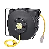 Amazon Commercial GAC-CR-258012 AmazonCommercial Extension Cord Reel Retractable Heavy Duty 12AWG x 80' Glow Strip Cable and