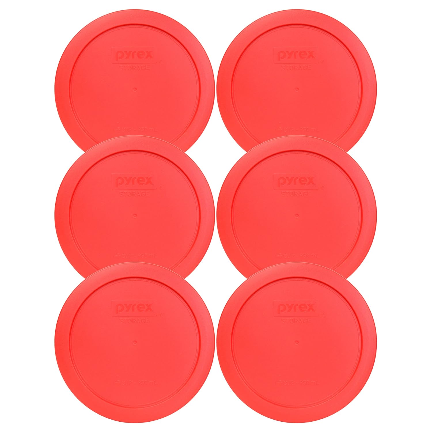Pyrex 7201-PC Round 4 Cup Storage Red Plastic Lids For