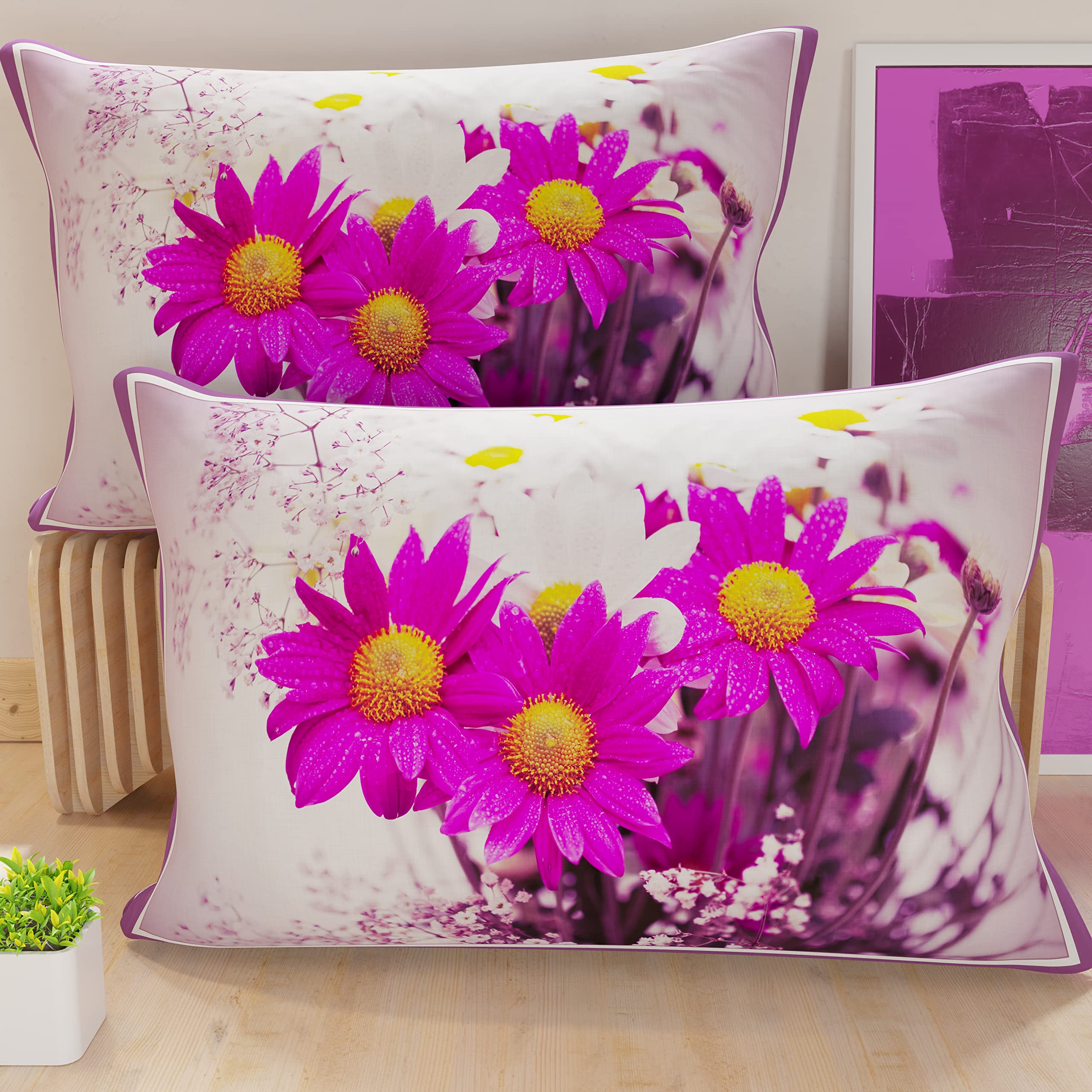 PETTI Artigiani Italiani - Bed Pillowcases, Pair of Pillowcases 50 x 80 cm, Pillow Case, Hypoallergenic Microfibre Pillowcases, Made in Italy, Purple Floral Pillowcases 2 — image 1