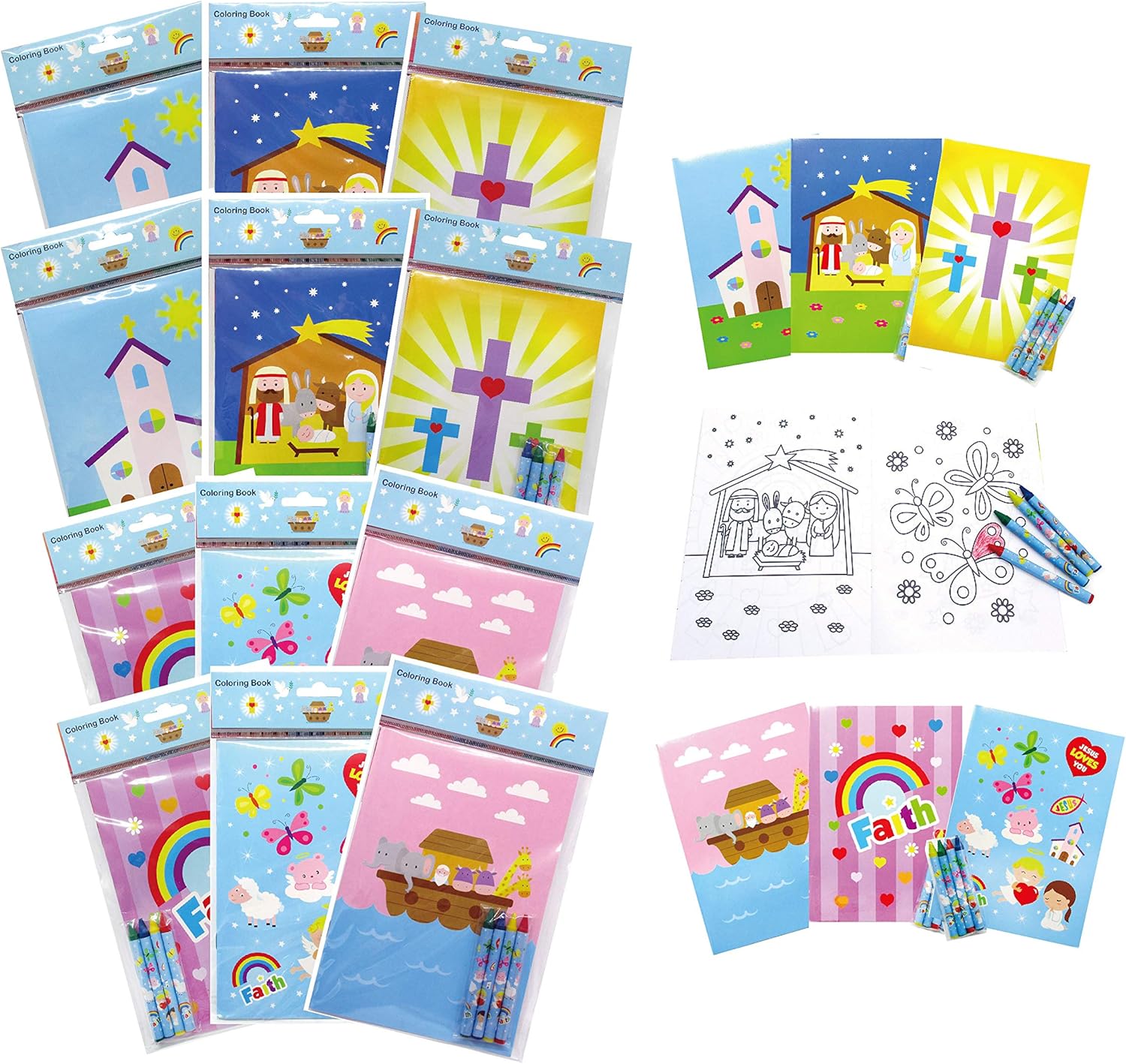Download Amazon Com Tiny Mills Christian Religious Coloring Book Set For Kids With 12 Coloring Books And 48 Crayons Favor Bag Filler Sunday School Vbs Rewards Easter Basket Fillers Church Carnivals Easter Hunt Prizes