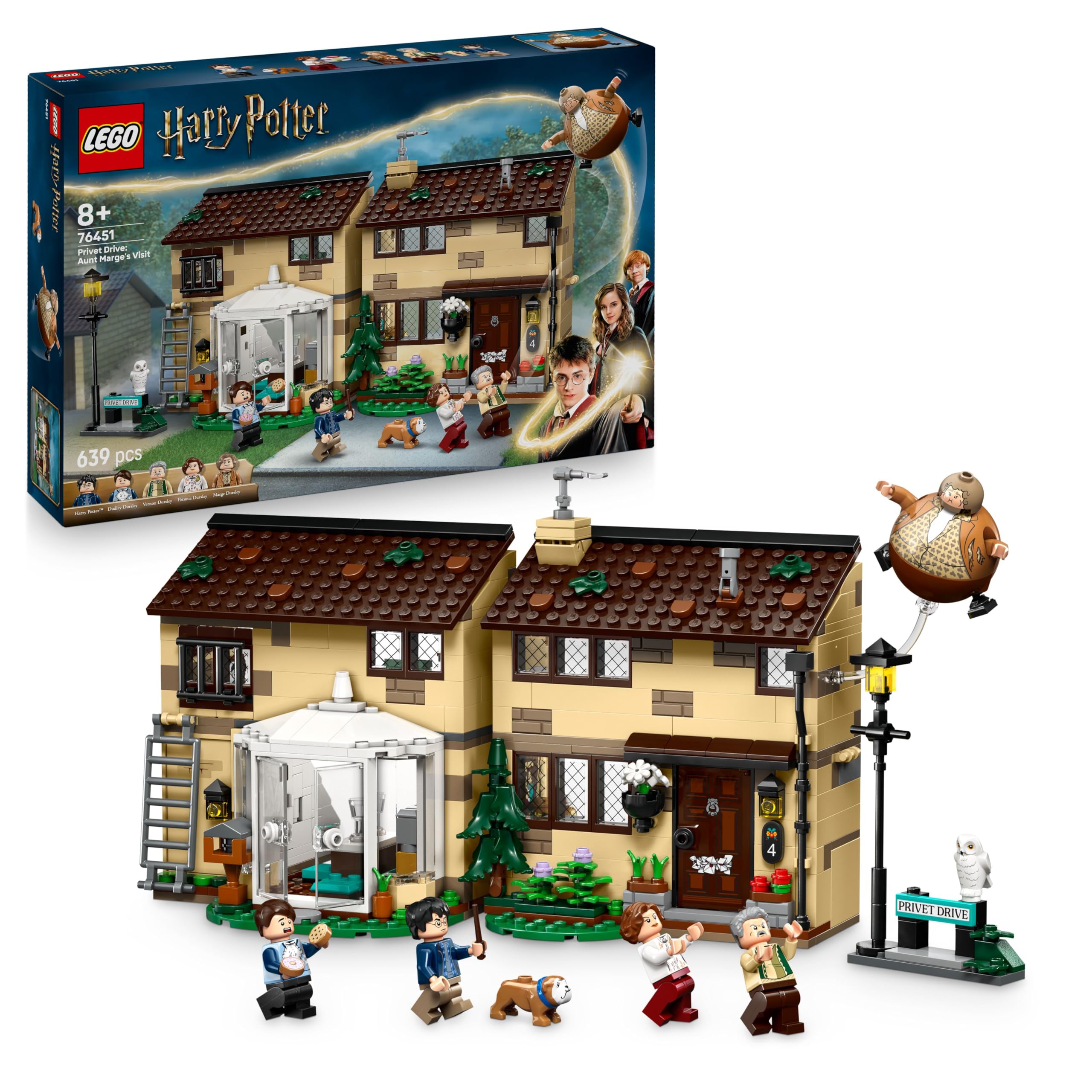 LEGO Harry Potter Privet Drive: la Visita di zia Marge - Casa Giocattolo con Interni Dettagliati, 5 Minifigure e Figura Gonfia di Zia Marge - Regalo per Bambine e Bambini da 8 Anni - 76451