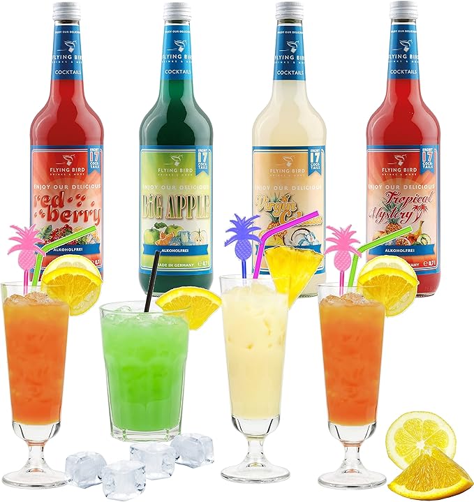 Cocktail Paket Fur 68 Mixgetranke Alkoholfrei 4 X 0 7l Cocktail Sirup Mix Mit Allen Zutaten Einfach Saft Eis Auffullen Fertig Amazon De Bier Wein Spirituosen
