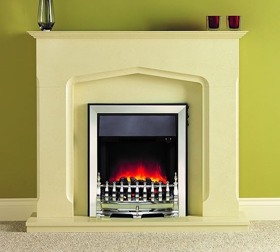 Be Modern Bramwell Ivory Stone Effect Surround Chrome Electric