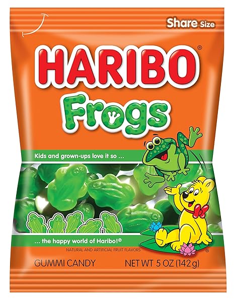 HARIBO GUMMI CANDY, FROGS, 5 OUNCE