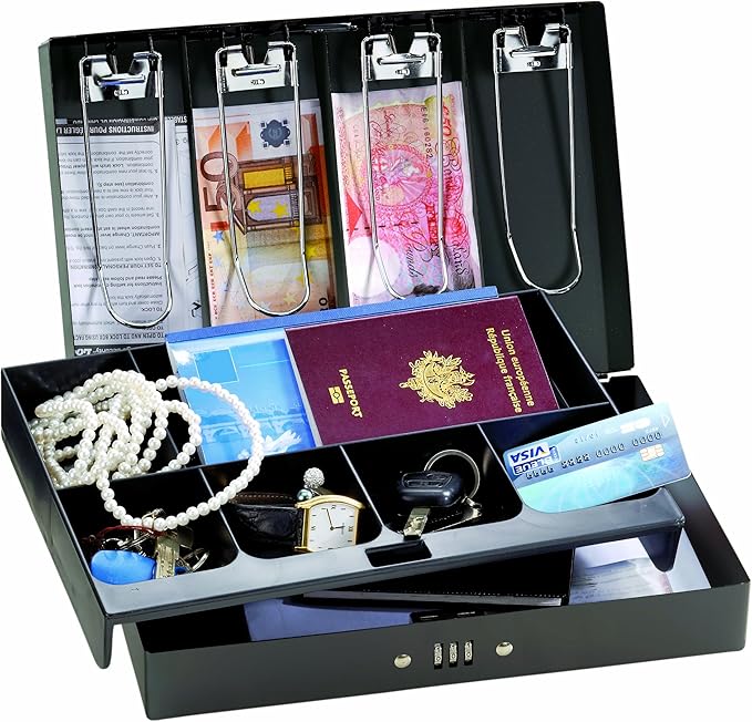 Master Lock 7147EURD Caja Fuerte [Combinación] [con Portamonedas Interior] [Manejar] 7147EURD-Caja de Seguridad para Pequeña, Smarphone, Documentos, Negro: Amazon.es: Bricolaje y herramientas
