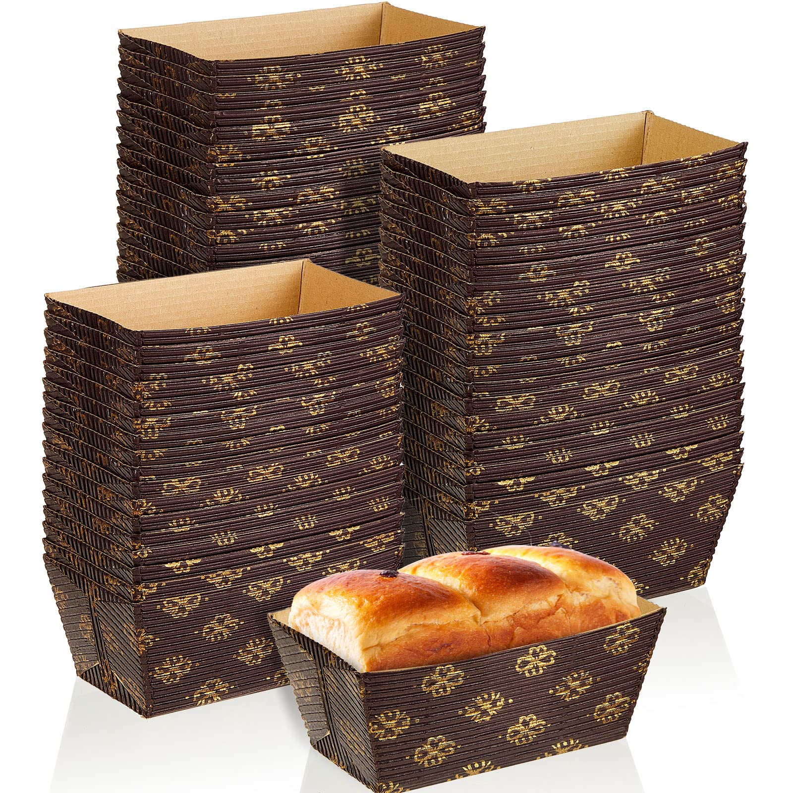 Photo 1 of Tessco 60 Pieces Mini Paper Loaf Pans Disposable Rectangle Paper Baking Loft Pans for Quick Bread Small Pumpkin Breads, Microwave Oven Freezer Safe(3.1 x 1.5 x 1.7 Inch,Simple Style)