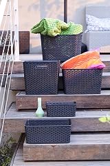 Curver My Style Rattan Effect 4 Litre Storage Baskets Anthracite Set of 4 view 7