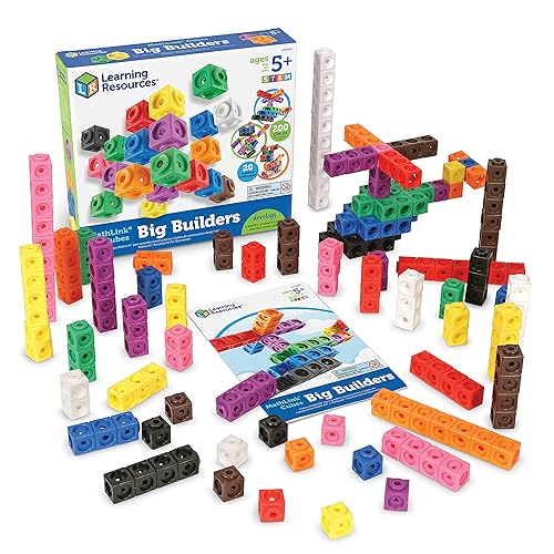 Learning Resources MathLink Cubes Big Builders - Set of 200 Cubes, Ages 5+, Develops Early Math Skills, STEM Toys, Math Games for Kids, Math Cubes for Kids