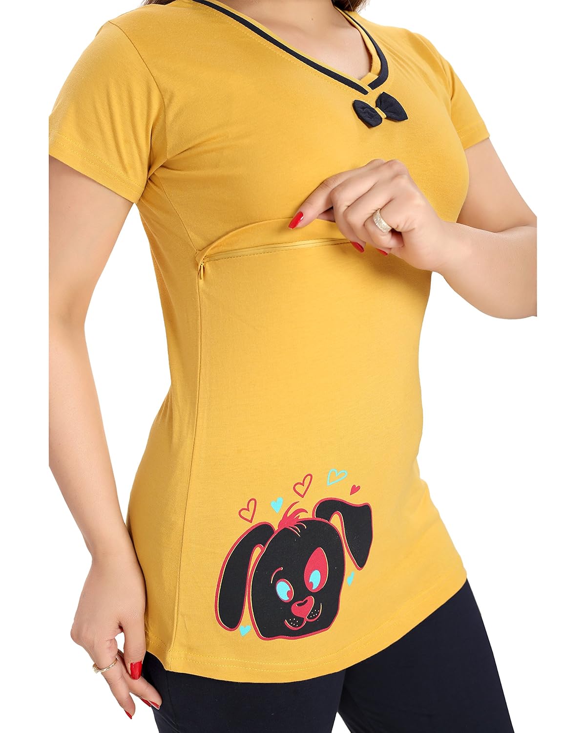 av2 women's cotton maternity and feeding night dress