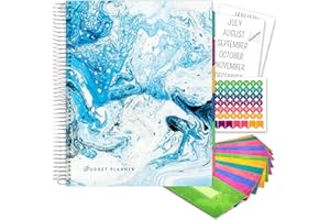 Global Printed Products Budget Planner & Monthly Bill Organizer With 12 Envelopes and Pockets. Expense Tracker Notebook and Financial Planner Budget Book to Control Your Money, 8.5" x 11", Blue Marble