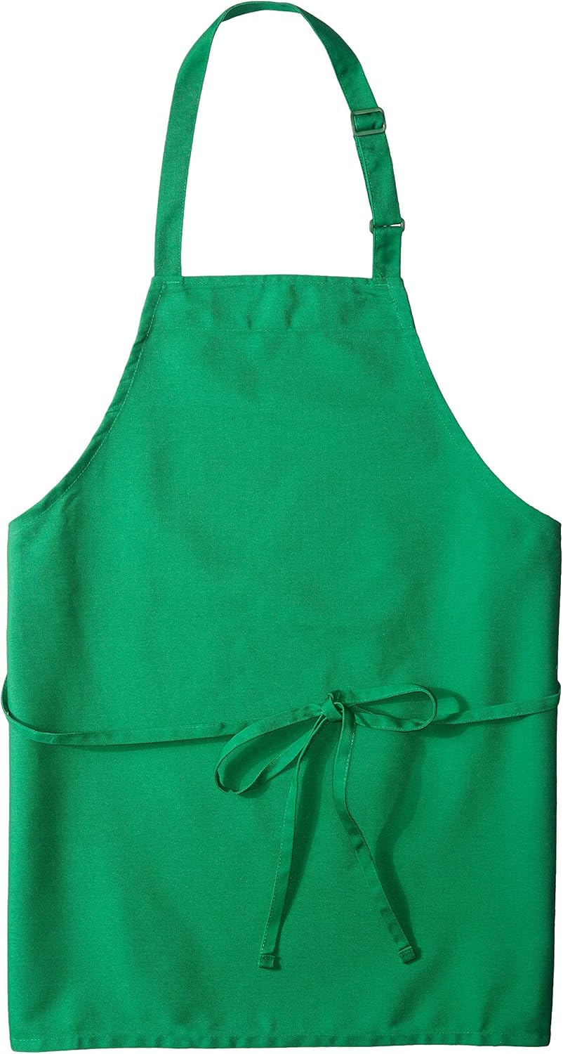 Uncommon Threads womens Adjustable No Pocket Restaurant Bib Apron, Kelly, One Size US: Food Service Uniforms Aprons: Clothing