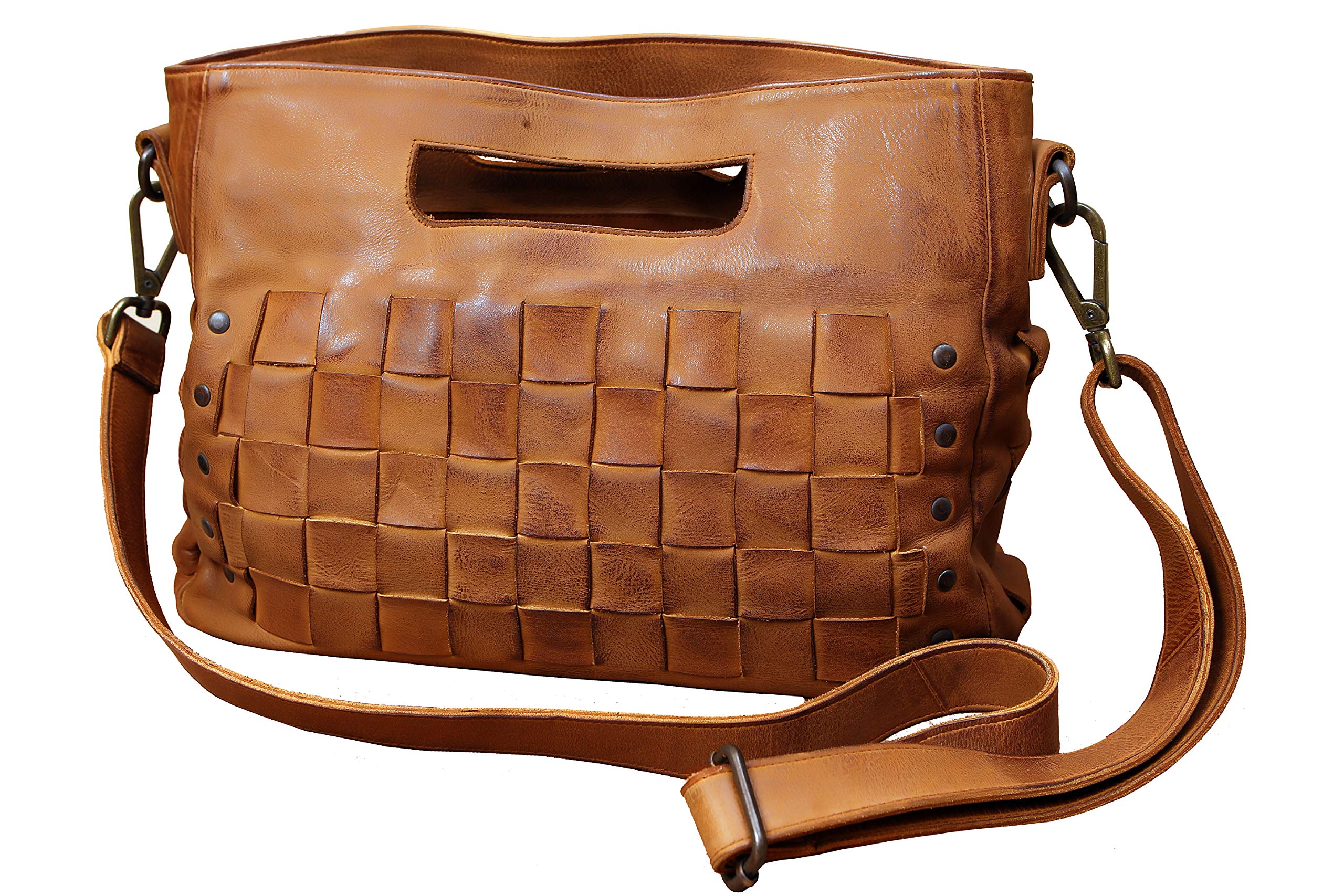 Superior Leather Women's Genuine Cow Hide vintage Full Grain Real Shoulder Cross Body SLG-4 Handbag, Cognic, L=33 cm ,W=10 cm, H=26 cm