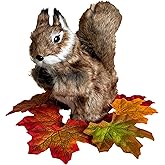 Basuo-9Q Realistic Squirrel Figurine - Lifelike Plush Tree Rodent with Bushy Tail, Handcrafted Collectible Stuffed Animal for Festive Decorations, DIY Centerpiece, Woodland Home Decor
