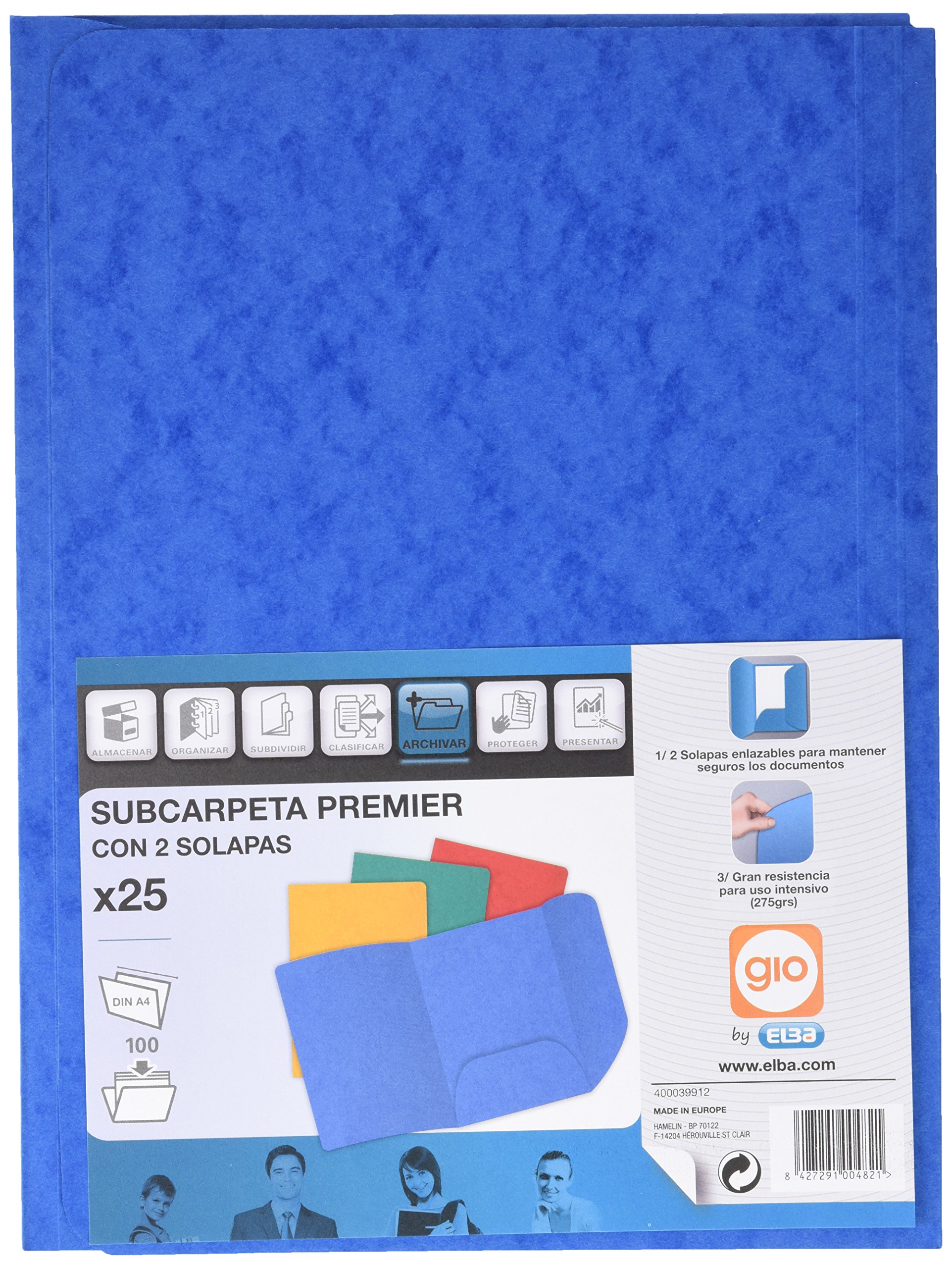 Ybarra 212203 - Blue subfolder with 2 Flaps, 275g, 25 Units