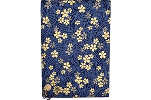 BLBMH 5x8 inch Paperbacks Book Covers with Bookmarks Hardcover Bookcovers for 8in Notebook Adjustable Fabric Softcover Protector for Women Book Lovers Gifts - Blue Sakura 8in